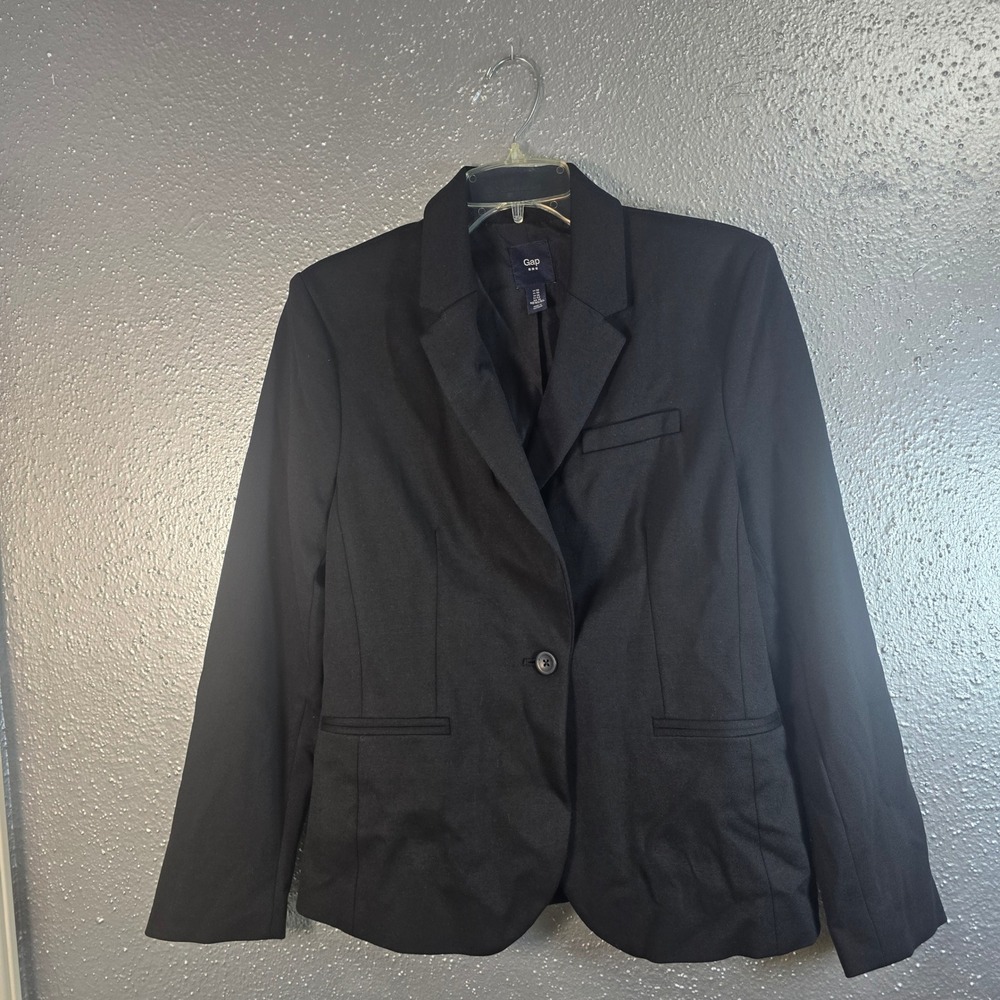 Gap Womens Black Single Button Blazer Jacket Size 10 Professional Workwear